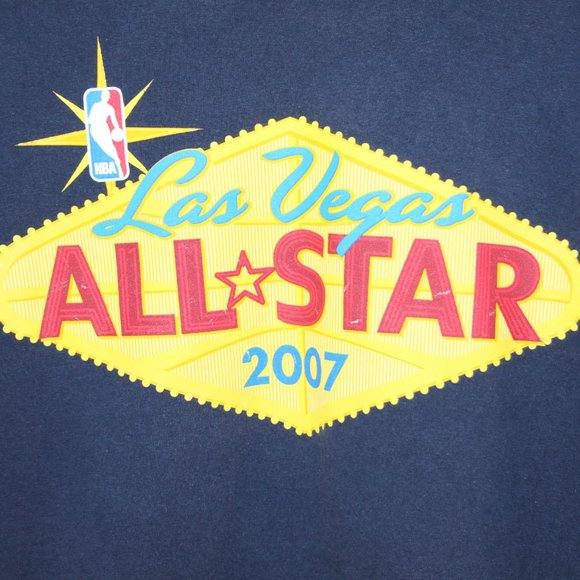 NBA BASKETBALL 2007 LAS VEGAS ALL-STAR TSHIRT SZ XL GILDAN NAVY/YELLOW COTTON - Picture 6 of 12